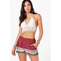 Border Print Shorts - berry