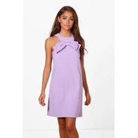 Bow Front Detail Shift Dress - lilac