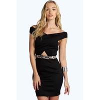 boutique embellished bodycon dress black