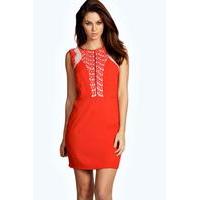 Boutique Backless Lace Detail Bodycon Dress - red
