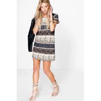 border print paisley shift dress multi