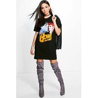 Bowie License T-Shirt Dress - black