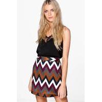 bonded chevron a line skirt multi