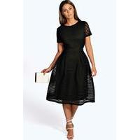 Boutique Full Skirted Prom Midi Dress - black