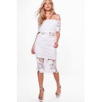 Boarder Lace Off The Shoulder Skirt Co-Ord - ivory