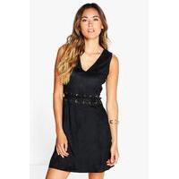 Boutique Eyelet A Line Shift Dress - black