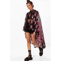 boutique sequin hooded cape pink