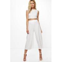 boxy crop top culotte co ord ivory