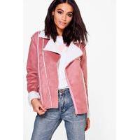 Boutique Bonded Biker Jacket - antique rose