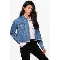 boxy crop denim jacket mid blue