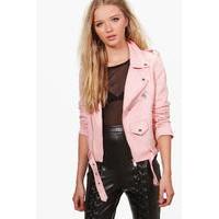 boutique suedette biker jacket pink