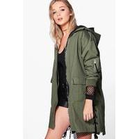 Boutique Lace Up Parka - khaki