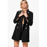 Boutique Double Breasted Military Coat - black