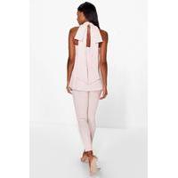 Bow Back Longline Top And Trouser Co-Ord - rose
