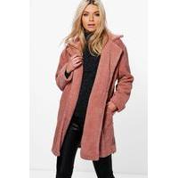 Boutique Teddy Fur Coat - dusky pink