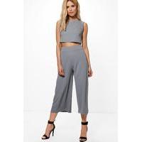 boxy crop top culotte co ord silver