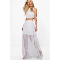 Boutique Beaded Mesh Co-Ord Set - white
