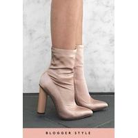 Bobbi Champagne Satin Pointed Ankle Boots