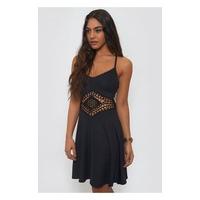 Bohemian Black Crochet Skater Dress