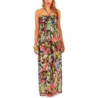 Boutique Ladies Jungle Floral Chiffon Maxi Dress women\'s Long Dress in blue