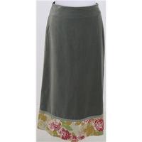 Boden, size 10R khaki green velvet skirt with border