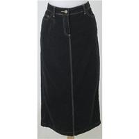 Boden, size 12L black denim calf length skirt