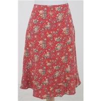 Boden, size 14L pale red mix floral patterned cord skirt