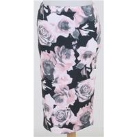 Boohoo, size 10 pink and black pencil skirt