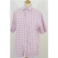 Boden - White and Pink Checked - Short sleeved shirt with Left Front Open Pocket - Size S