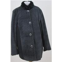 Bob Mackie, size L grey & black coat with faux fur collar