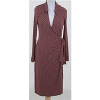 Boden, size: 12, brown and red wrap around dress