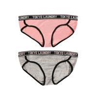 Bobbins (2 Pack) Assorted Briefs In Blush / Grey Space Dye - Tokyo Laundry