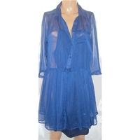 Boohoo Size 14 Blue Button Down Dress