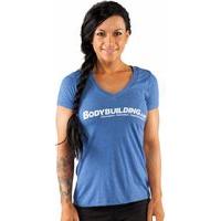 Bodybuilding.com Clothing Women\'s Simple Classic Deep-V Tee Small Vintage Royal