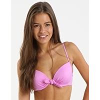 Bow Underwire Padded Push Up Bikini Top - Lilac