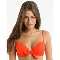 Bow Underwire Padded Push Up Bikini Top - Fiery Red