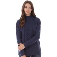 Board Angels Womens Turtleneck Cable Sweater Denim Blue