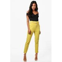 Bow Waist Stretch Skinny Trousers - chartreuse