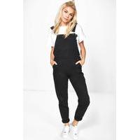 Boyfriend Denim Dungarees - black