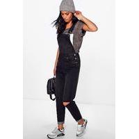 Boyfriend Denim Dungarees - black