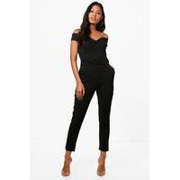 Bow Waist Stretch Skinny Trousers - black