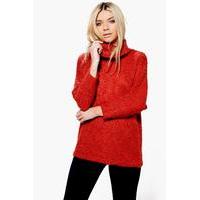 Boucle Roll Neck Jumper - rust