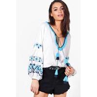 boutique embroidered woven top white