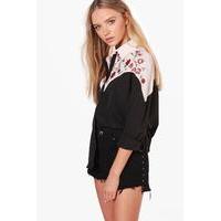 boutique embroidered shirt black