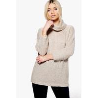 Boucle Roll Neck Jumper - stone