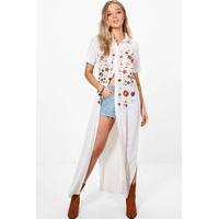 Boutique Full Embroidered Maxi Shirt - ivory