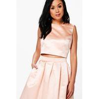 Boutique Satin Crop Top - peach