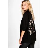 boutique embroidered back shirt black