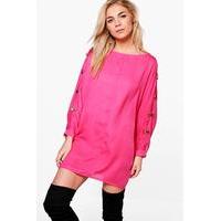 bow trim sleeve top pink