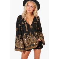 Boutique Embellished Woven Top - multi